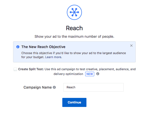 Reach Facebook Ad Campaign Objective