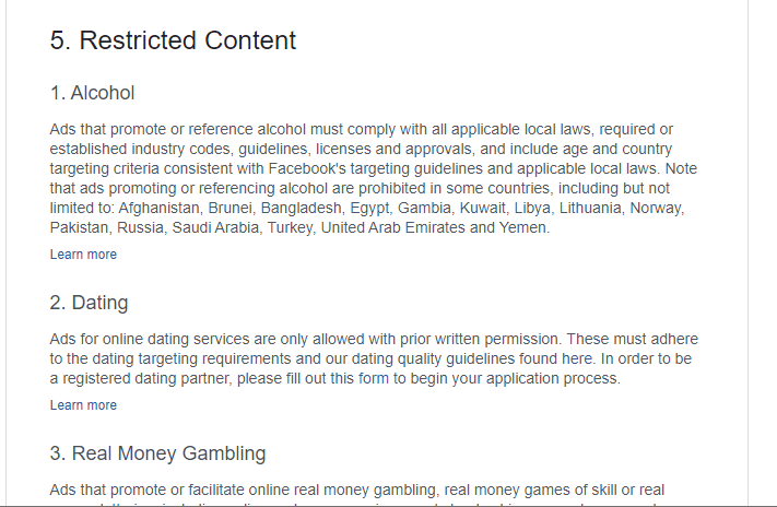facebook ad policies - restricted content