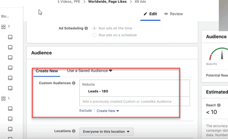 add a custom audience to a facebook ad campaign