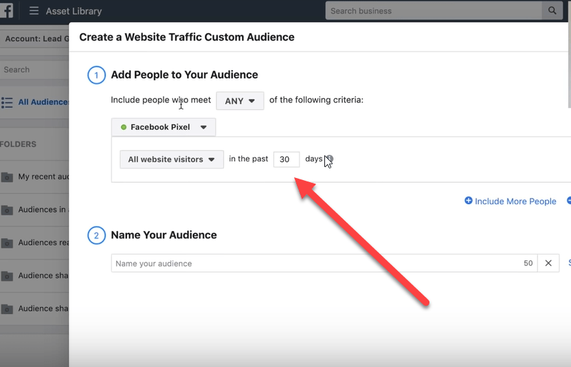 30 day website visitor custom audience