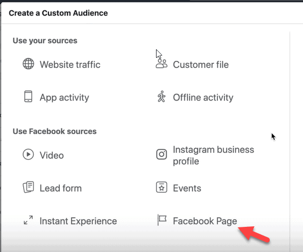 facebook page custom audience