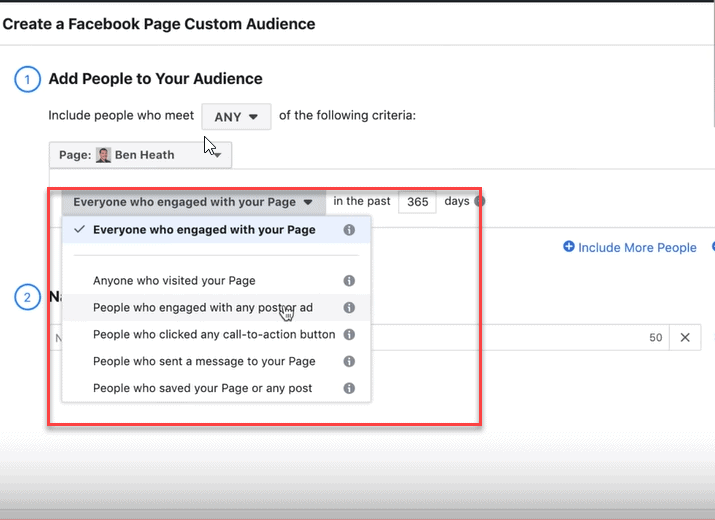 create a facebook page custom audience