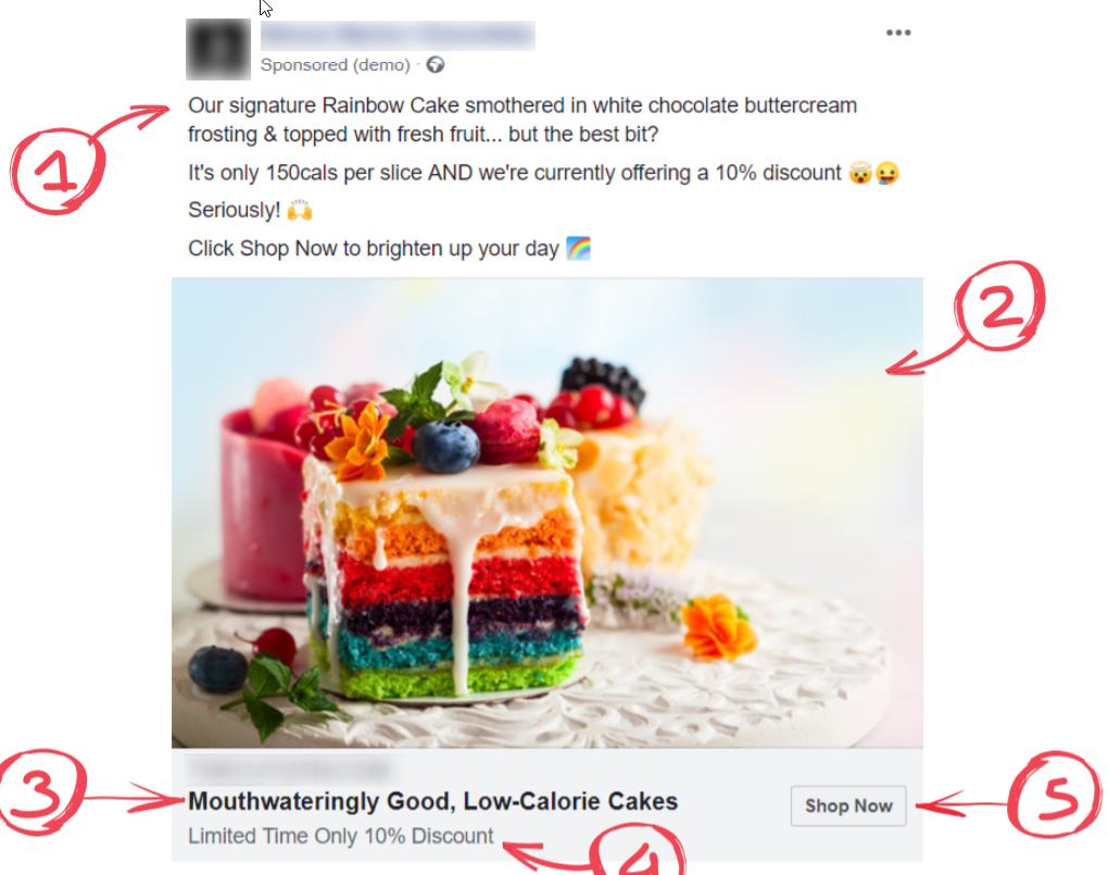 Facebook ad for cakeshop
