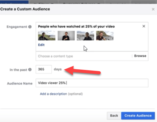 create a video view custom audience