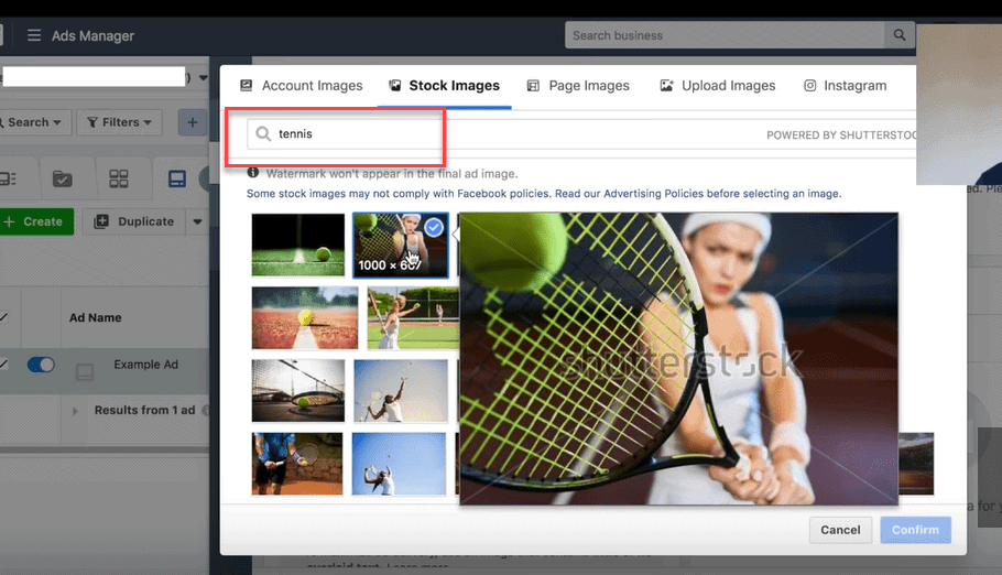 tennis images for facebook ads