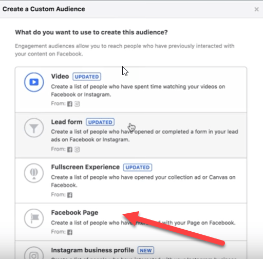 facebook page engagement custom audience