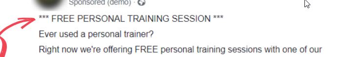 Facebook ad copy for personal training session