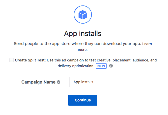 App Installs Facebook ad objectives