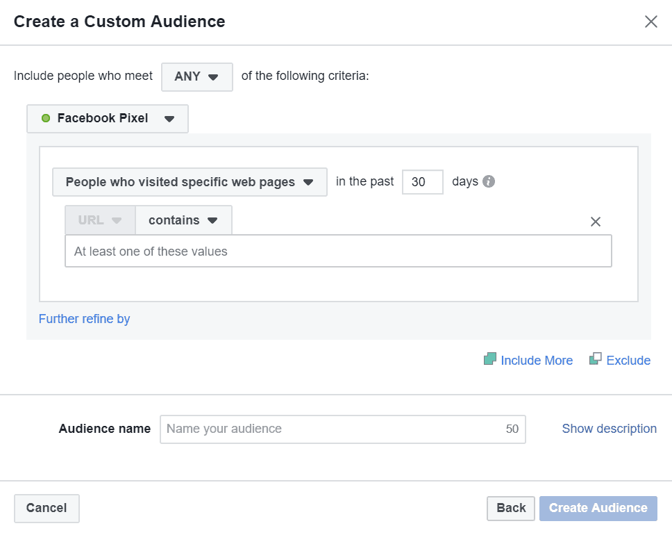 people who have visited specific pages custom audience