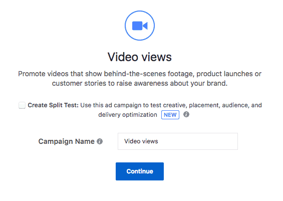 Video Views Facebook ad objectives