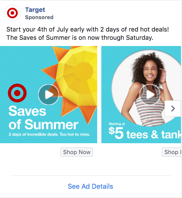 ad copy example target