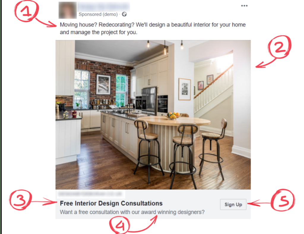 Facebook ad for interior design
