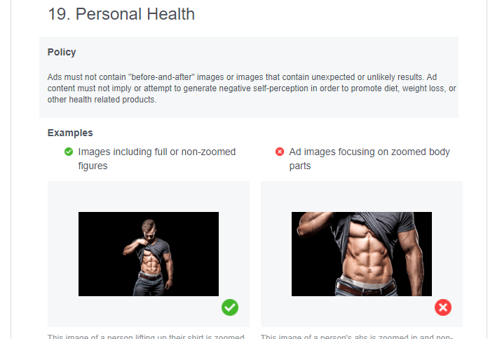 facebook ad policies - personal health