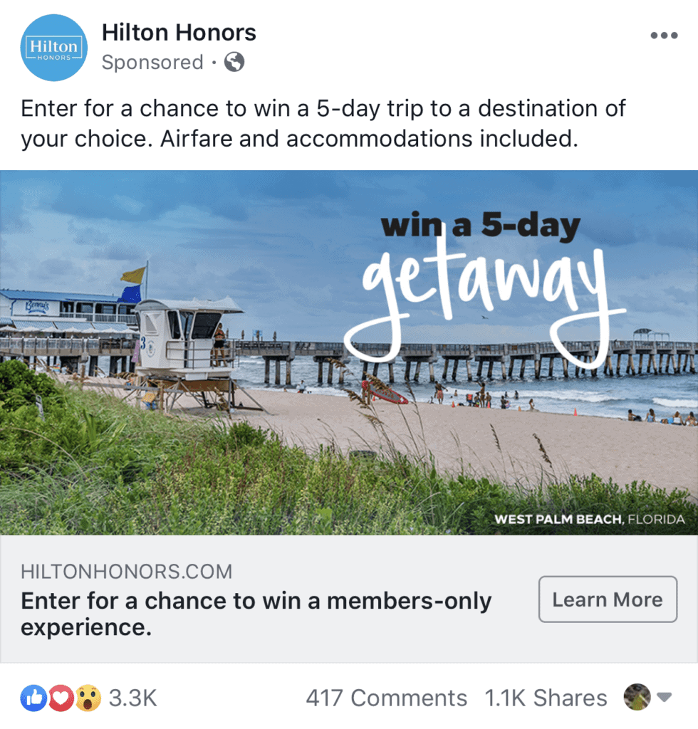 successful-facebook-ads-2019-hilton-honors