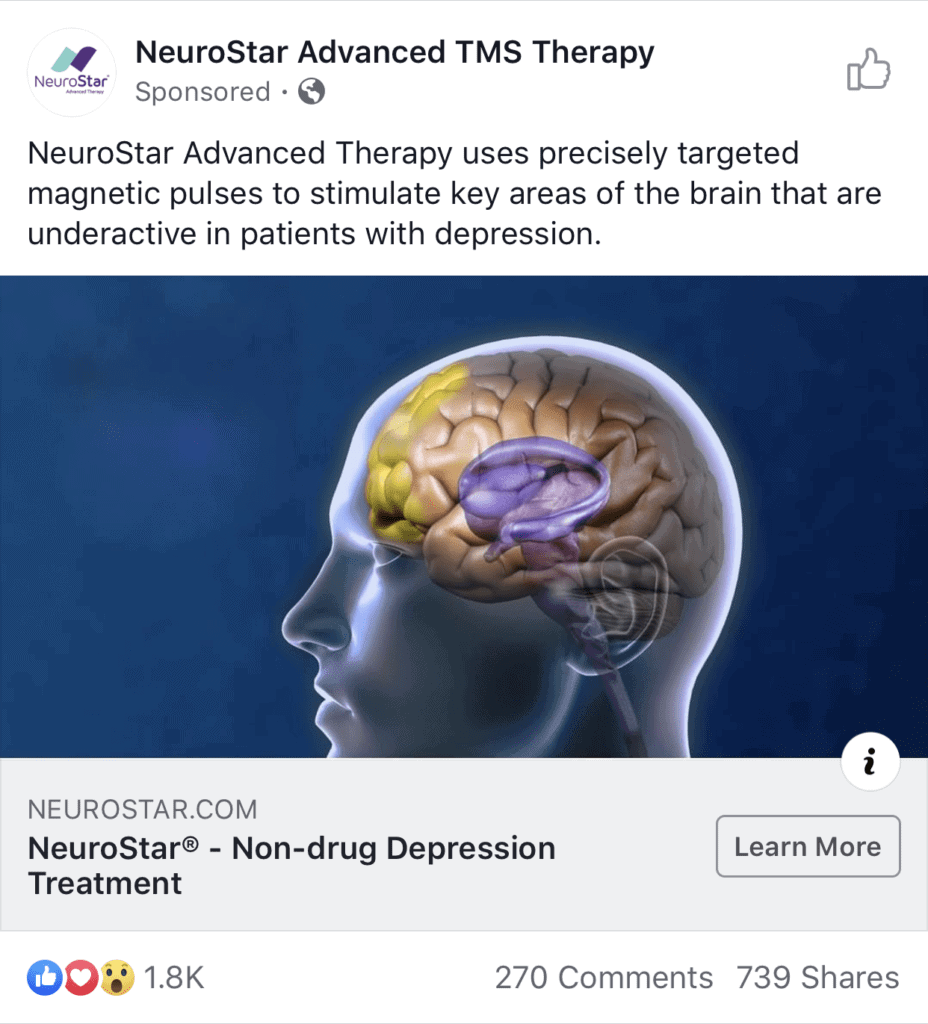 successful-facebook-ads-2019-neurostar-depression-therapy